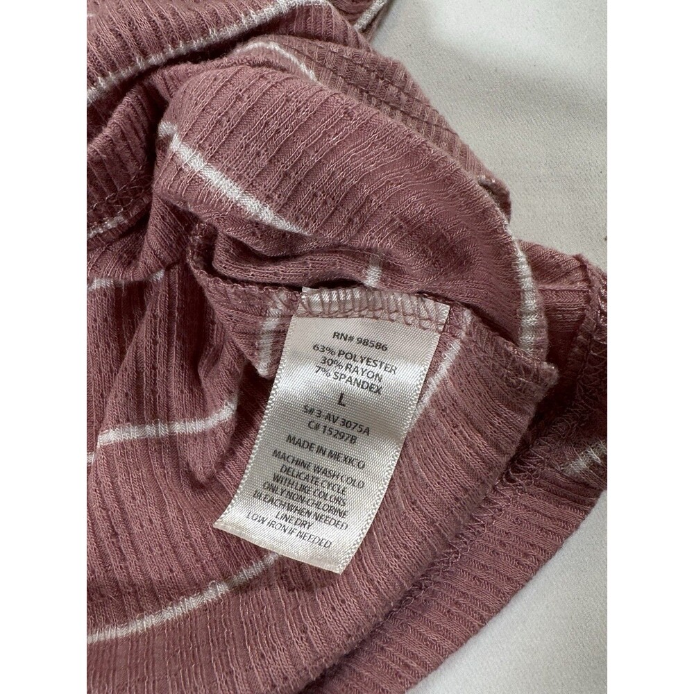 Striped Ribbed Henley Tank Button Front Coastal Boho Casual Top - Picture 6 of 6